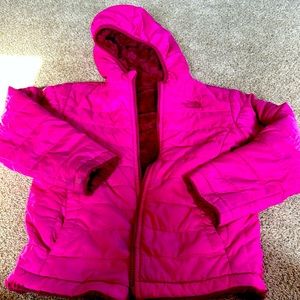 Northface fuchsia double sided coat!